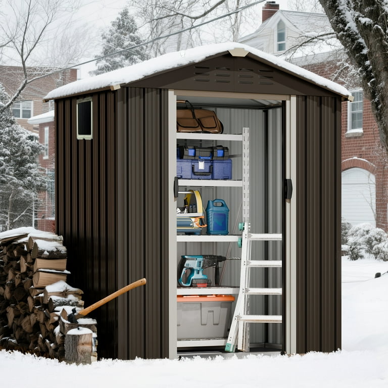 Sobaniilo 5x3x6FT Metal Garden Storage Shed, Lockable Door, Anti