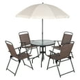 thumbnail image 1 of Sobaniilo 6 Piece Folding Outdoor Dining Set with Umbrella, Metal Patio Garden Patio Furniture Table and Chair Set, Brown, 1 of 7