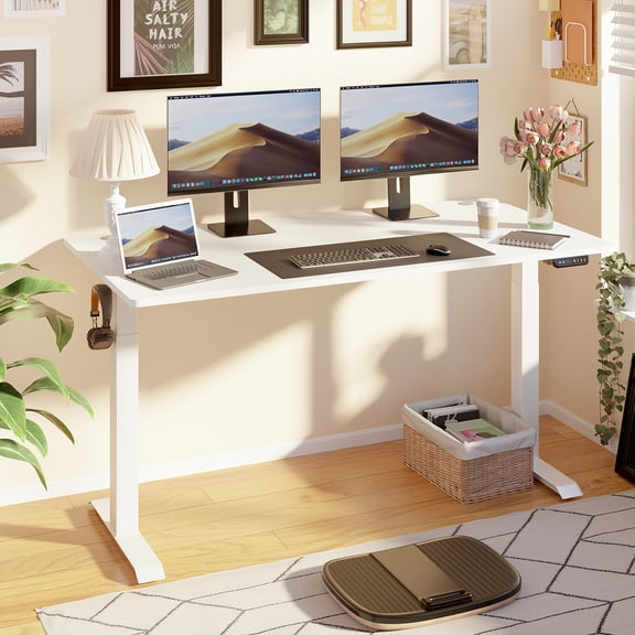 Sobaniilo 63'' x 24'' Electric Height Adjustable Standing Desk, Sit Stand Home Office Stand Up Desk, White