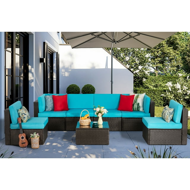 Sobaniilo 7 Piece Patio Furniture Sets, All Weather PE Wicker Outdoor