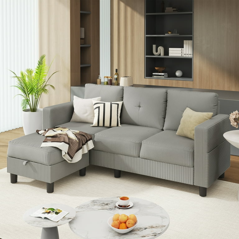 Sobaniilo Convertible Sectional Sofa Couch for Small Space, 3-Seat