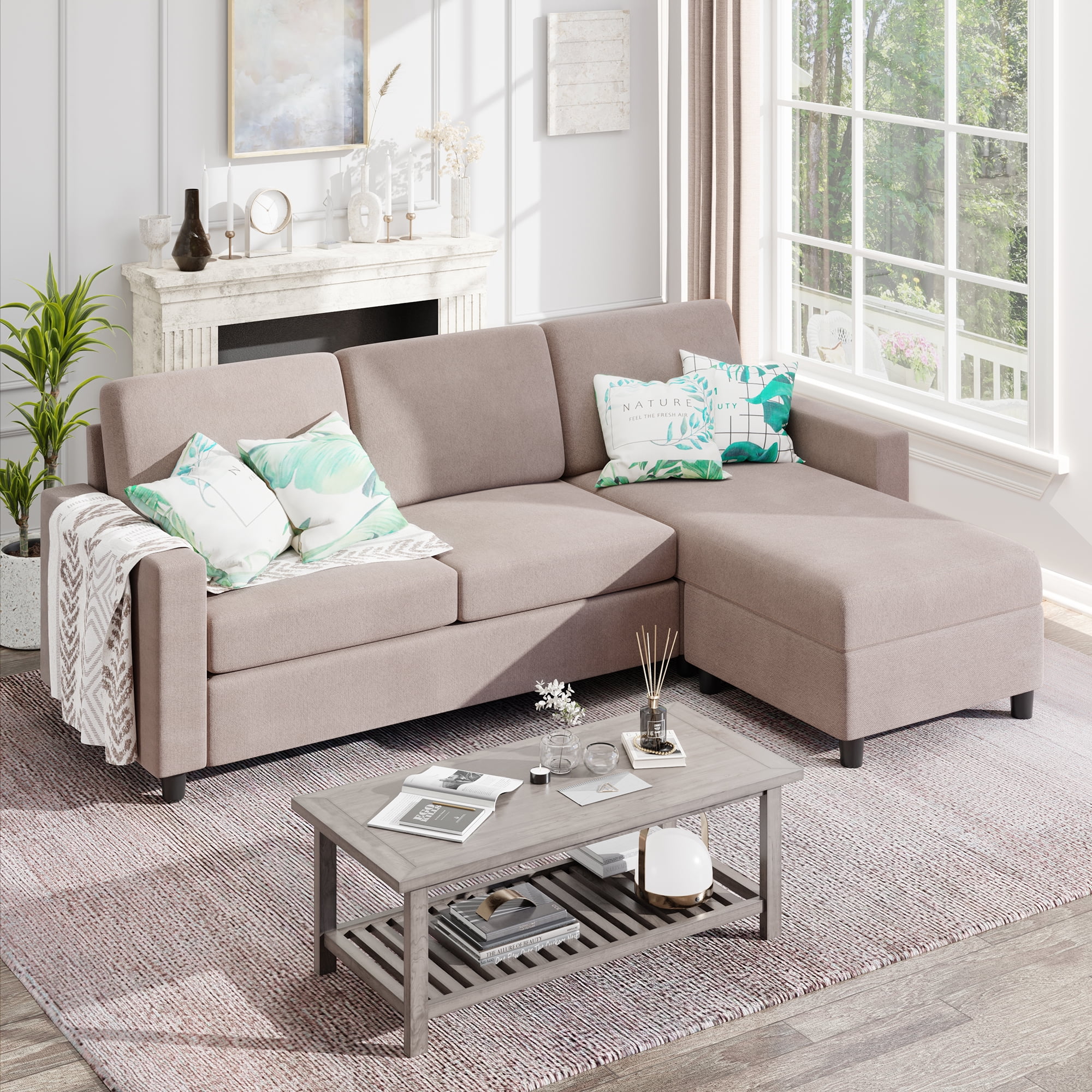 Sobaniilo Convertible Sectional Sofa Couch Modern Linen Fabric L