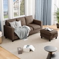 thumbnail image 1 of Sobaniilo Convertible Sectional Sofa Couch, Modern Linen Fabric L-Shaped 4-Seat Sofa Sectional with Reversible Chaise for Small Space (Brown), 1 of 8