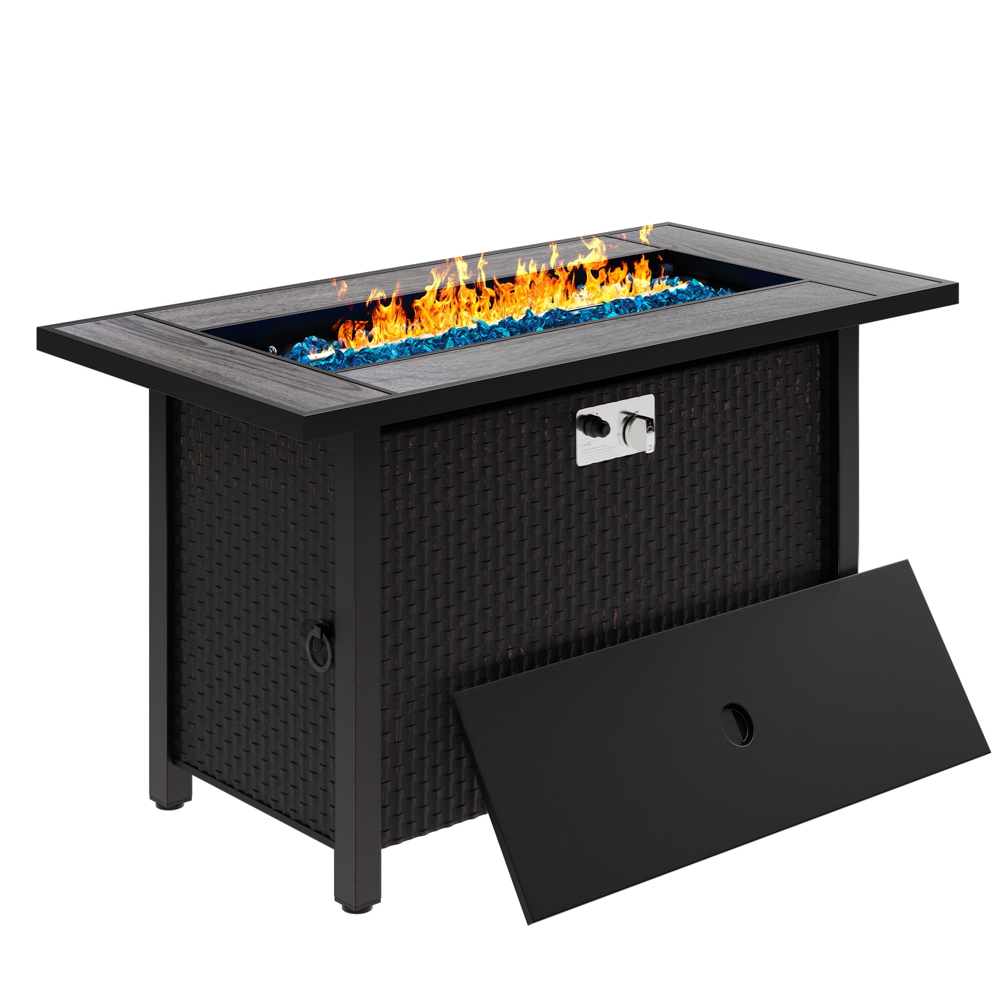 Sobaniilo Fire Pit 45in Propane Fire Pit with Rain Cover and Lava Rock ...