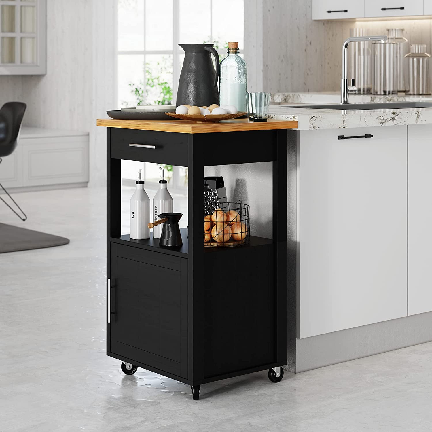 Sobaniilo Kitchen Island Cart with Storage,Rolling Kitchen Island Side