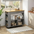 thumbnail image 1 of Sobaniilo Kitchen Island on Wheels with Large Work Countertop, Storage Island & Cart with 3-Tier Spice Rack, 3 Open Shelves and 1 Drawer, Grey, 1 of 7