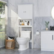 Sobaniilo Over The Toilet Storage Cabinet, Bathroom Storage Organizer Over Toilet, Space Saver W/Adjustable Shelf & Open Storage Shelf, White