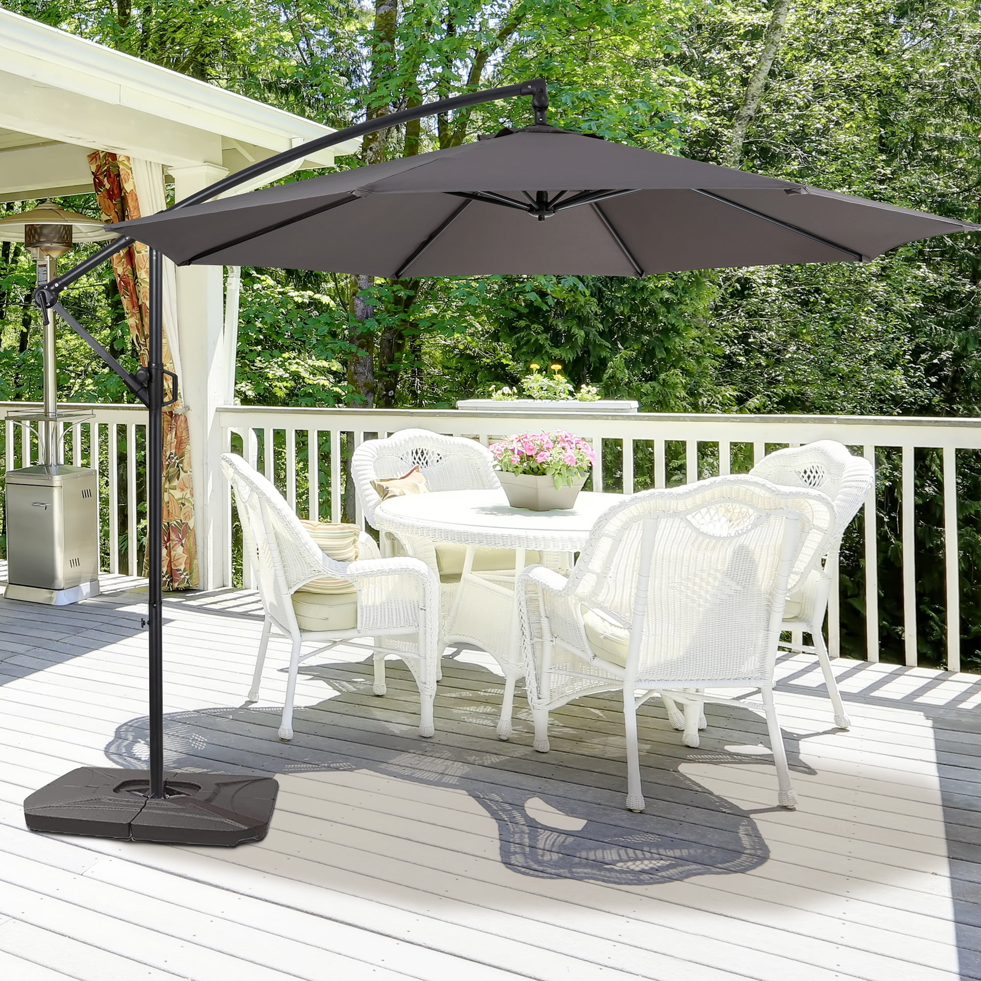 Sobaniilo Patio Offset Umbrella, Hanging Market Outdoor Umbrella, Patio Sun Shade with Easy Tilt Adjustment, Dark Grey