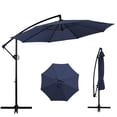 thumbnail image 1 of Sobaniilo Patio Offset Umbrella w/Easy Tilt Adjustment, Crank and Cross Base, Outdoor Cantilever Hanging Umbrella with 8 Ribs, 95% UV protection and Waterproof Canopy, Navy Blue, 1 of 9