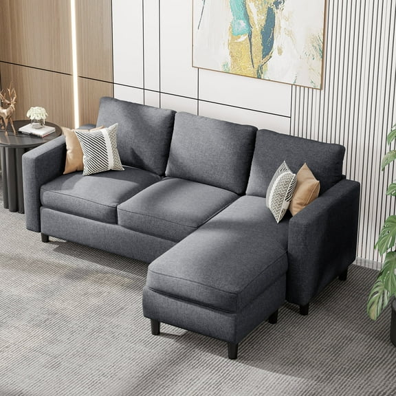 Sobaniilo Sectional Sofa Free Combination Sectional Couch Small L-Shaped Linen Fabric Sofa for Living Room(Dark Gray)