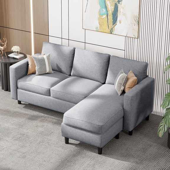Sobaniilo Sectional Sofa Free Combination Sectional Couch Small L-Shaped Linen Fabric Sofa for Living Room(Light Gray)