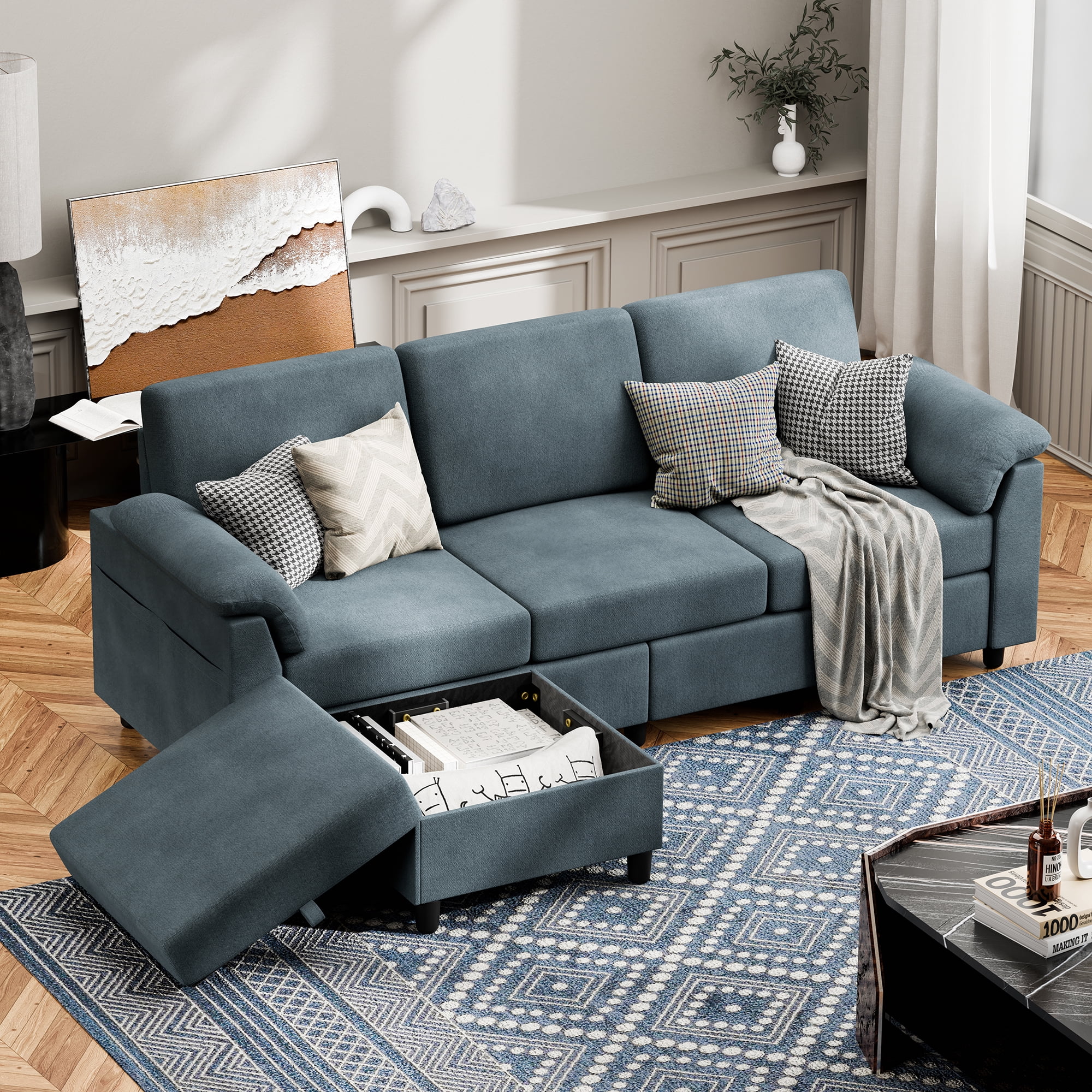 SOBANIILO Sectional Sofa, Small L-Shaped Convertible Couch with Movable ...