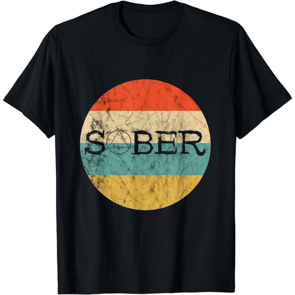 Sober Recover Retro Vintage Sunset Sobriety Abstinence T-Shirt mens t shirt,black,women,funny,misfits,men,journey