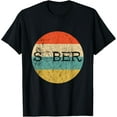 thumbnail image 1 of Sober Recover Retro Vintage Sunset Sobriety Abstinence T-Shirt, 1 of 4