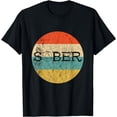 thumbnail image 1 of Sober Recover Retro Vintage Sunset Sobriety Abstinence T-Shirt, 1 of 4