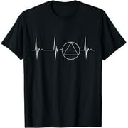 Sober Recover Sobriety Heartbeat EKG Pulse Abstinence Shirt Black
