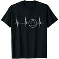 thumbnail image 1 of Sober Recover Sobriety Heartbeat EKG Pulse Abstinence T-ShirtMen's and women's gift, black and white T-shirt, size: Extra large S-4XL, 1 of 4