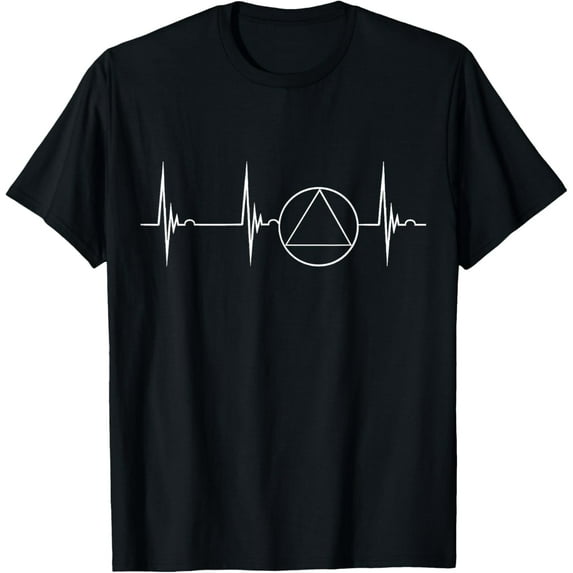 Sober Recover Sobriety Heartbeat EKG Pulse Abstinence T-ShirtMen's and women's gift, black and white T-shirt, size: Extra large S-4XL