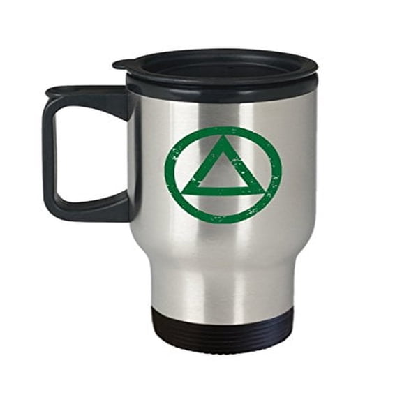 Sober Travel Mug - Symbol - AA Gift Ideas - 14 Oz Stainless Steel Coffee Cup