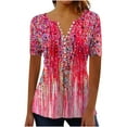 thumbnail image 1 of Sobgg25 Women Casual Round Neck Short Sleeve Letter Print T Shirt Top, 1 of 5