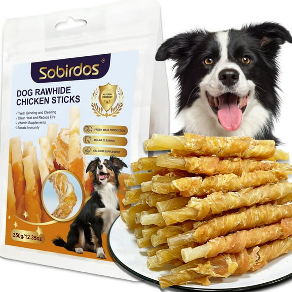 Sobirdos Dog Treats,Rawhide Chicken Sticks,Made With Fresh Chicken,Dog Chew Sticks,Naturals Chicken Twist Sticks,(4.7inch 12.35oz)