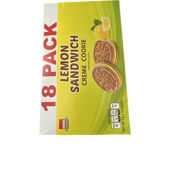 Sobisk Lemon Sandwich Creme Cookies  18 Pack, 10.1 oz