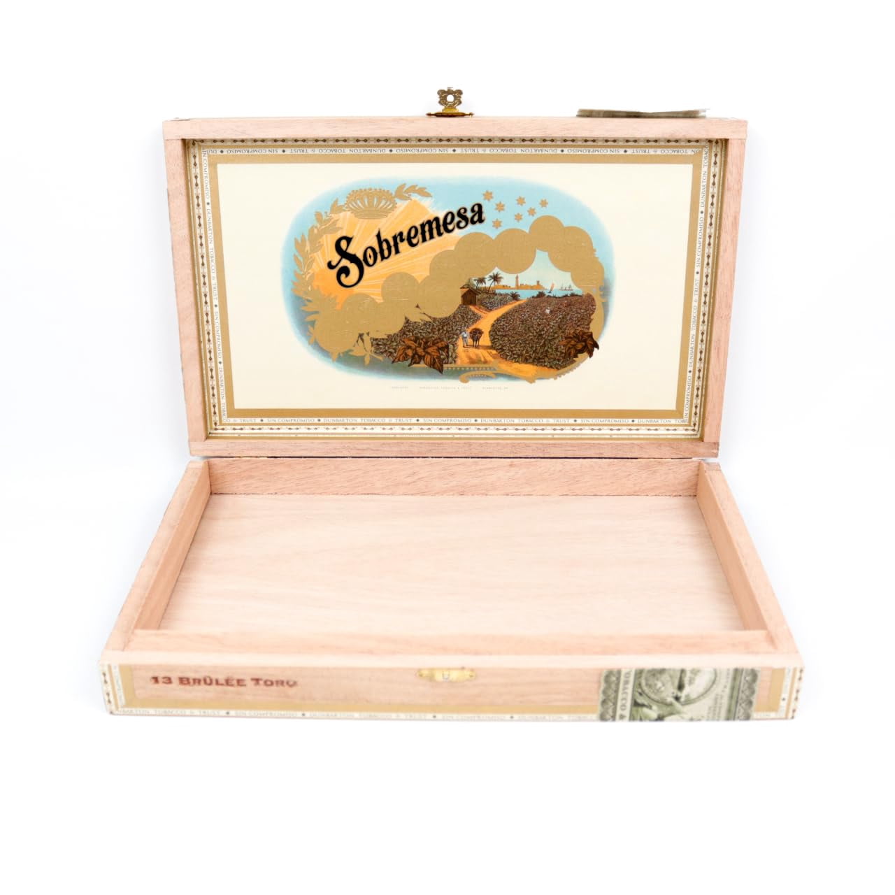 Sobremesa Toro Brulee Empty Wood Cigar Box 11.75" x 7.25" x 1.75