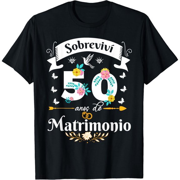 Sobreviví 50 Años de Matrimonio Aniversario de Boda Pareja T-Shirt