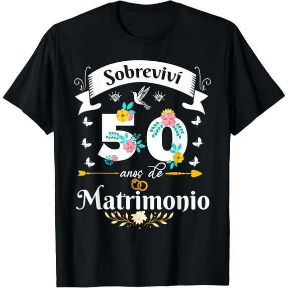 Sobreviví 50 Años de Matrimonio Aniversario de Boda Pareja T-Shirt