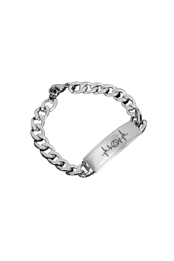 Sobriety Gift Aa Symbol Heartbeat Bracelet Stainless Steel Cuban Bracelet Chain Inspiring Addiction Recovery Jewelry Sober Recoverying Anniversary Gifts for Men Women, 8.66''