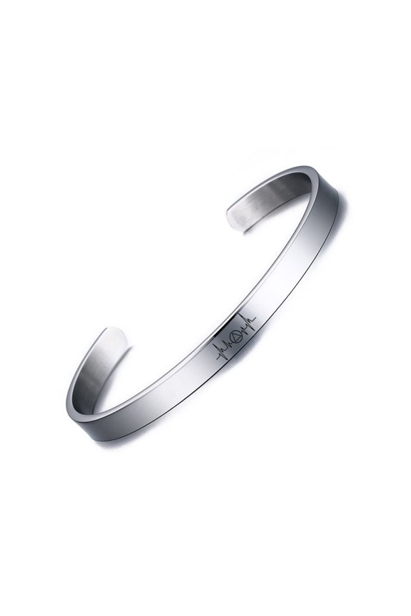 Sobriety Gift Stainless Steel Cuff Bangle Addiction Recovery AA Sober Bracelet Alcoholics Anonymous Inspirational Soberness Anniversary Jewelry for Men Women, Silver