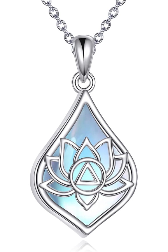 Sobriety Gift for Women Sterling Silver Moonstone Lotus AA necklace Alcoholics Anonymous Jewelry for Women
