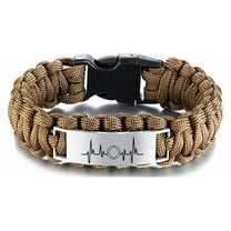 Sobriety Gifts for Men - NA Jewelry - Sobriety Symbol Braided Paracord Cuff Bracelet Bangle - Alcoholics Anonymous Anniversary Recovery Gift Idea for Him, Brown, 9 inches