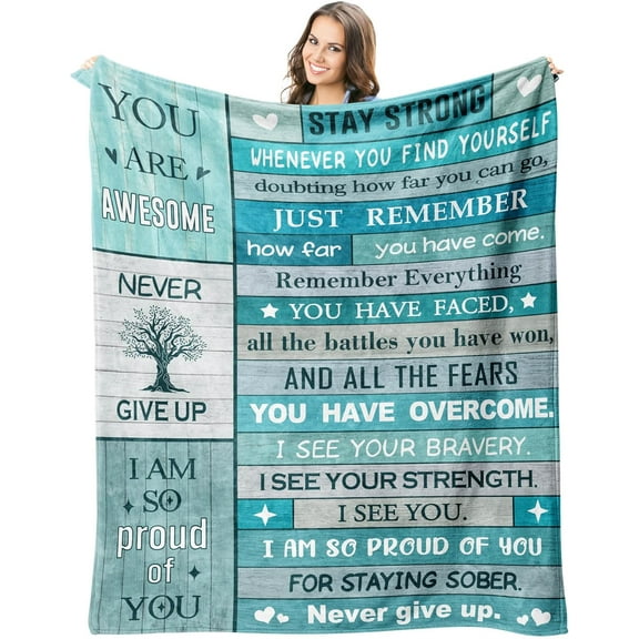 Sobriety Gifts for Women Blanket 60"X50", Sobriety Gifts for Men, Best Sobriety Gifts, 1 Year Sobriety/Sober Gifts, Addiction Recovery Gifts,10 Year Sobriety Gifts Throw Blankets