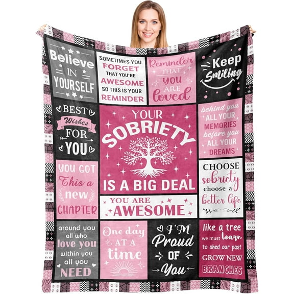 Sobriety Gifts for Women, Sober Blanket, Addiction Recovery Gift, 1 Year Sober Gift Ideas, AA Gifts Sobriety for Women 60"X50"