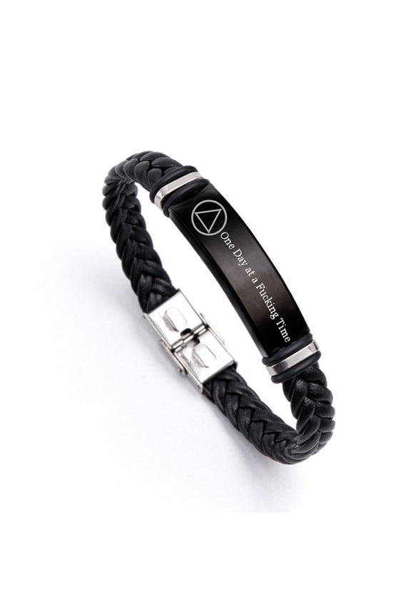 Sobriety Recovery Gifts for Alchoholics Addiction,Inspirational Leather Bracelet,Personalized Recovering Bangle Jewelry for Men Women in AA AF NA,Customized