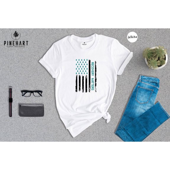 Sobriety Shirt Recovery Message Unisex Tee AA NA Inspired Design Preshrunk Cotton Digital