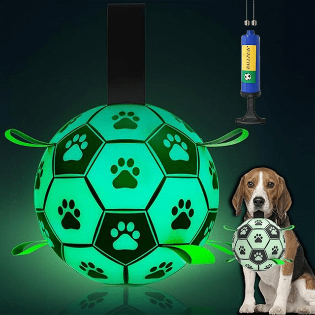 Sobynse Glow in The Dark Dog Toy Ball with Strap, Interactive Dog