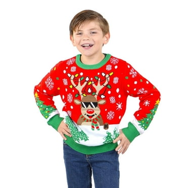 Socal Look Kids Christmas Sweater, Children's Acrylic Holiday Pullover for Boys & Girls, 11-12 Years