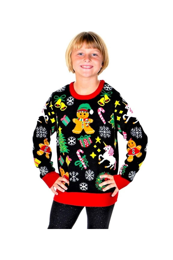 Kids Christmas Sweater, Children's Acrylic Holiday Pullover for Boys & Girls, 11-12 Years