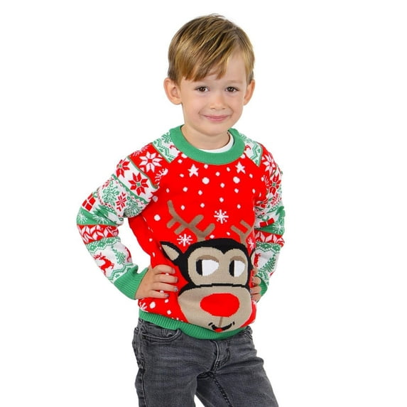 Socal Look Kids Christmas Sweater, Children's Acrylic Holiday Pullover for Boys & Girls, 5-6 Years