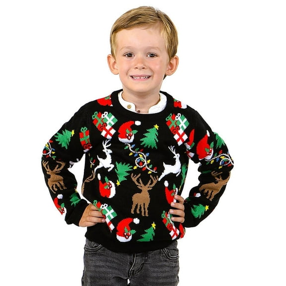 Socal Look Kids Christmas Sweater, Children's Acrylic Holiday Pullover for Boys & Girls, 7-8 Years