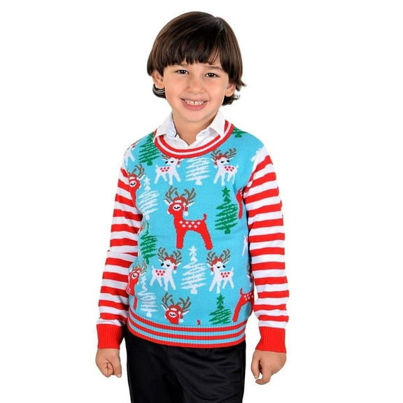 Socal Look Kids Christmas Sweater, Children's Acrylic Holiday Pullover for Boys & Girls, 9-10 Years