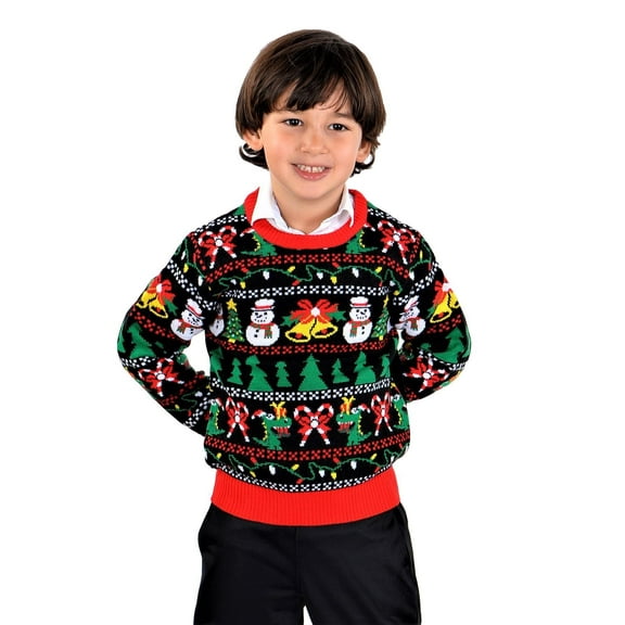 Socal Look Kids Christmas Sweater, Children's Acrylic Holiday Pullover for Boys & Girls, 9-10 Years