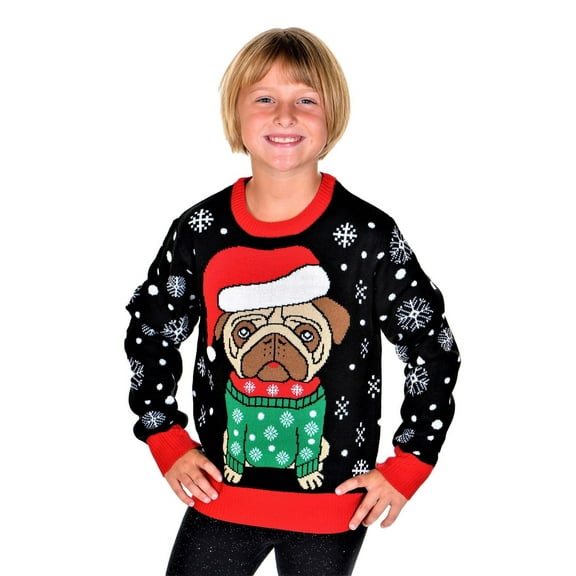 Socal Look Kids Christmas Sweater, Children's Acrylic Holiday Pullover for Boys & Girls, 9-10 Years