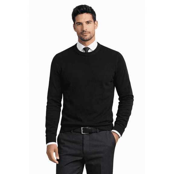 Socal Look Men's Sweater Crew Neck Long Sleeve Acrylic Pullover Black, 3XL