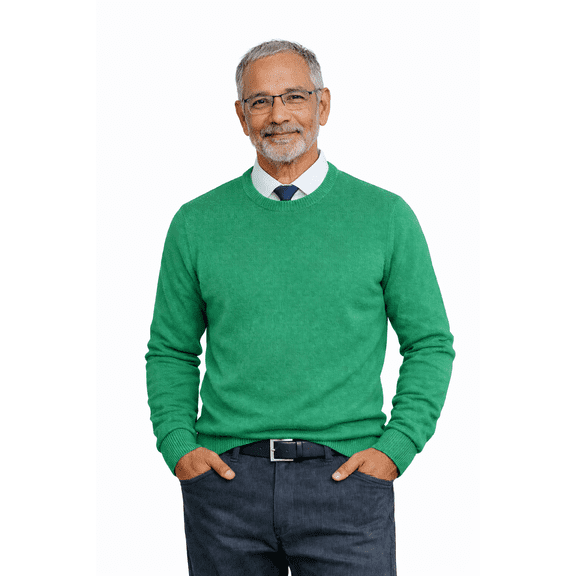 Socal Look Men's Sweater Crew Neck Long Sleeve Acrylic Pullover Green, M