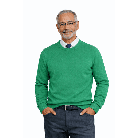 Socal Look Men's Sweater Crew Neck Long Sleeve Acrylic Pullover Green, XS