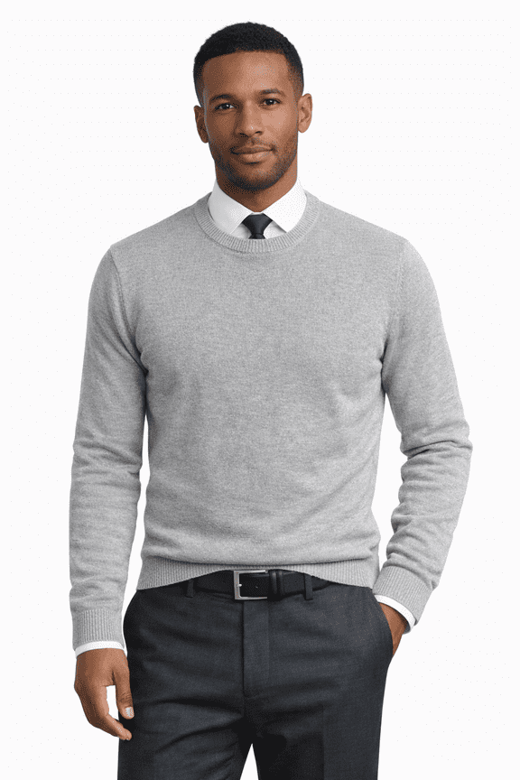 Men's Sweater Crew Neck Long Sleeve Acrylic Pullover Heather Grey, XS