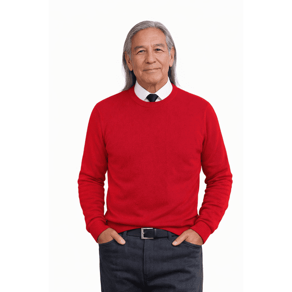 Socal Look Men's Sweater Crew Neck Long Sleeve Acrylic Pullover Red, 2XL